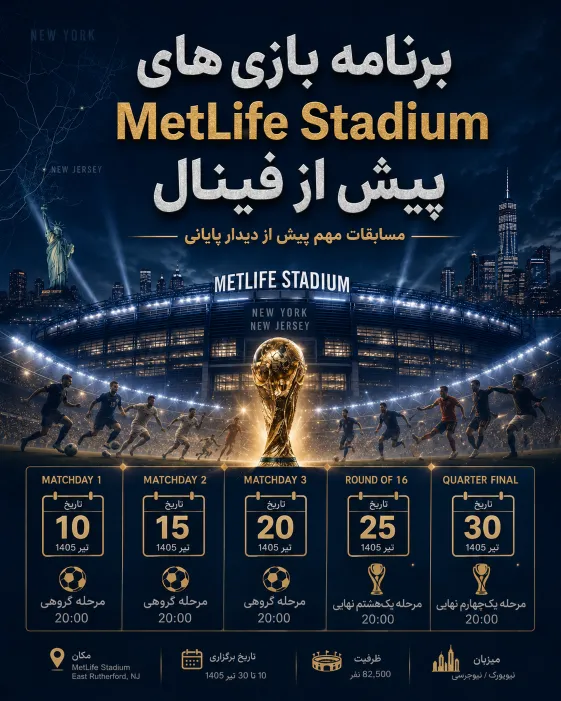 بررسی برنامه بازی های MetLife Stadium قبل از فینال جام جهانی 2026