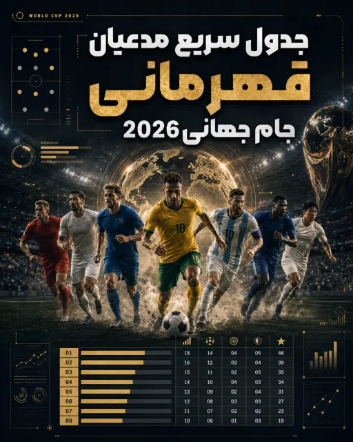 جدول سریع مدعیان قهرمانی جام جهانی 2026 با بررسی شانس قهرمانی تیم های برتر