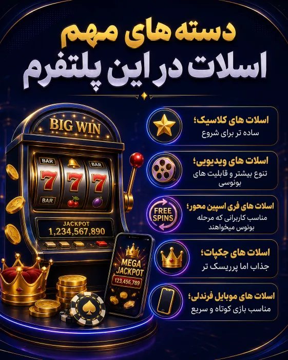 معرفی انواع بازی های اسلات از مدل های کلاسیک تا ویدیویی، جکپات و فری اسپین محور