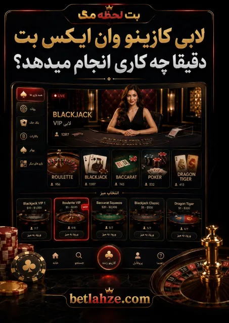نمایی از صفحه اصلی بازی ها برای دسترسی سریع به اسلات، میزهای زنده و بازی های فوری