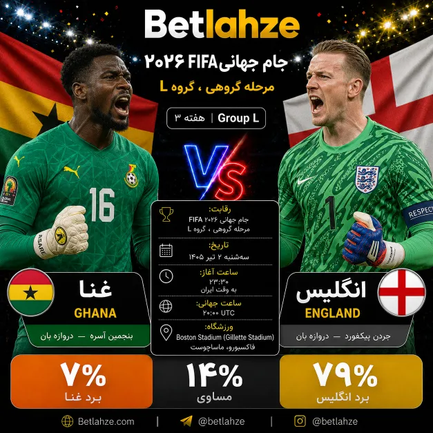 فوتبال انگلیس مقابل غنا؛ پیش بینی 2 تیر