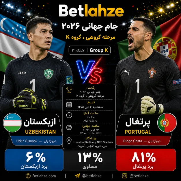 فوتبال پرتغال مقابل ازبکستان؛ پیش بینی 2 تیر