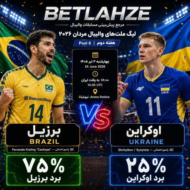 والیبال اوکراین مقابل برزیل؛ پیش بینی 3 تیر