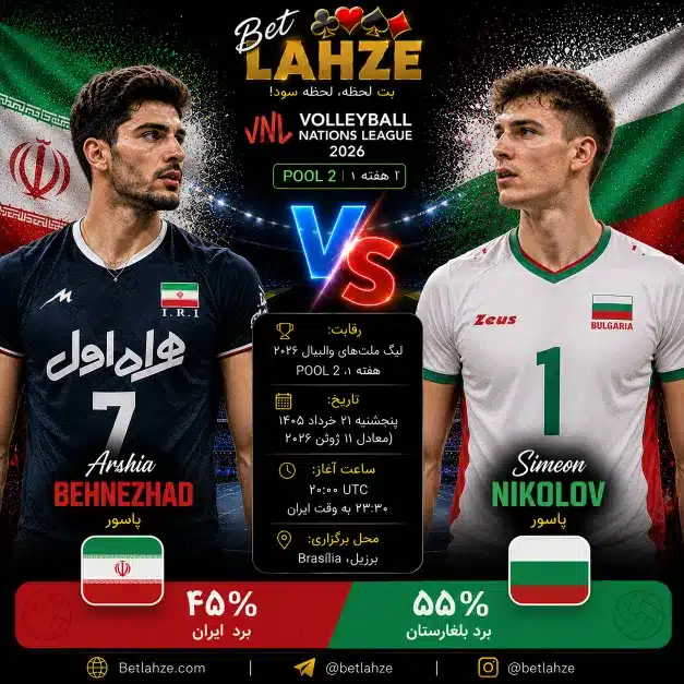 والیبال بلغارستان مقابل ایران؛ پیش بینی 21 خرداد